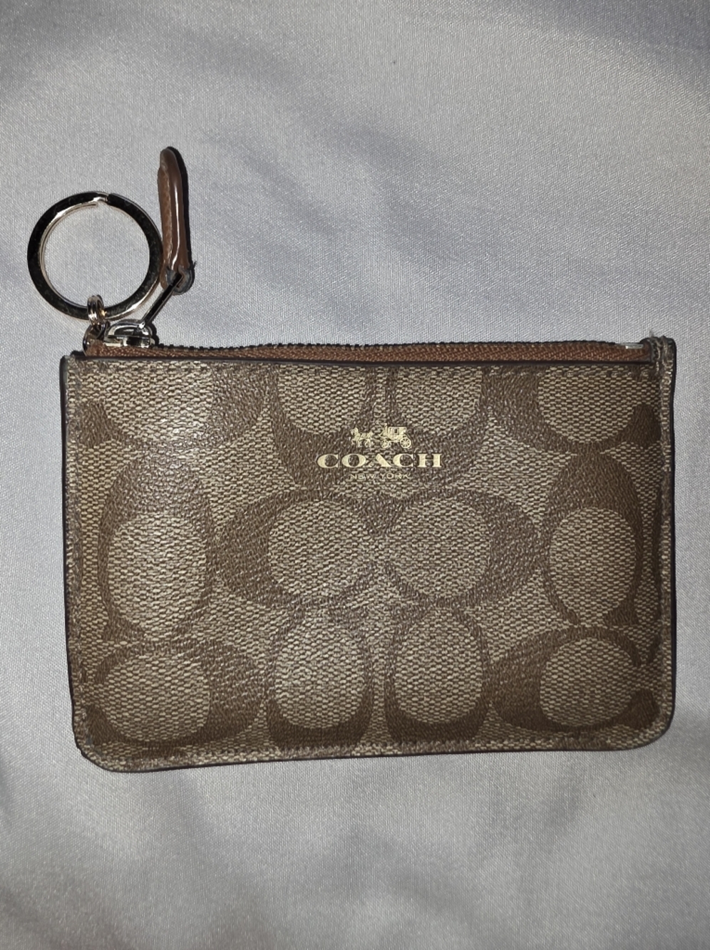Coach Signature Divided Card Case with Key Ring